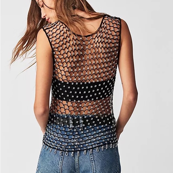 Free People Soula Beaded Tank Large NWT - Picture 4 of 4